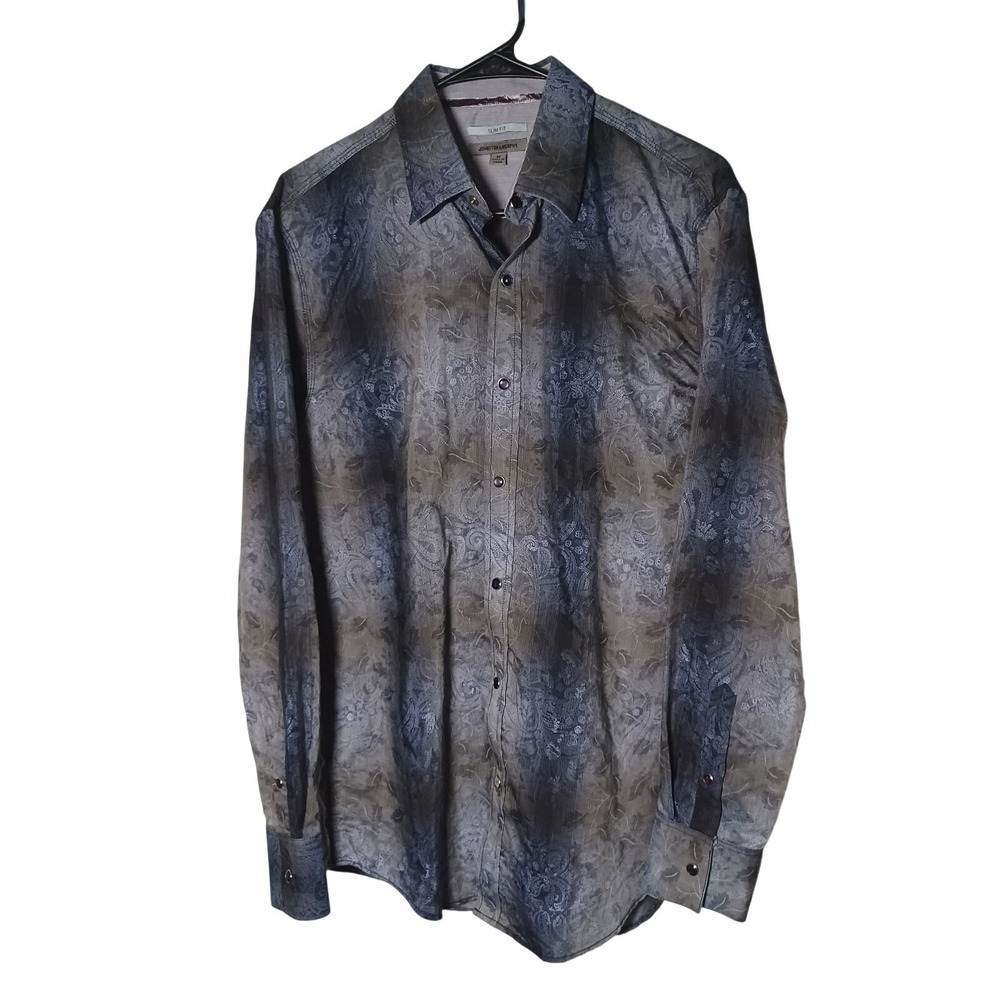 JOHNSTON & MURPHY Paisley Snap Slim Fit M Western Shirt Country Cowboy Rodeo
